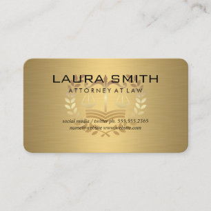 Law Order Attorney Gold Metallic Leather Trim Business Card