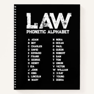 LAW Phonetic Alphabet – Black Spiral Notebook