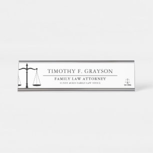 Law Professional Personalised White Desk Name Plat Desk Name Plate