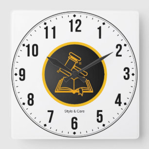 Law related Smart Look Style & Care Square Wall Clock