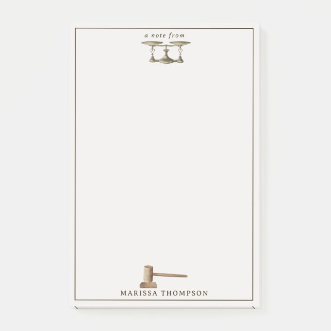 Law Scales Gavel Legal Antique Custom Name Post-it Notes (Front)