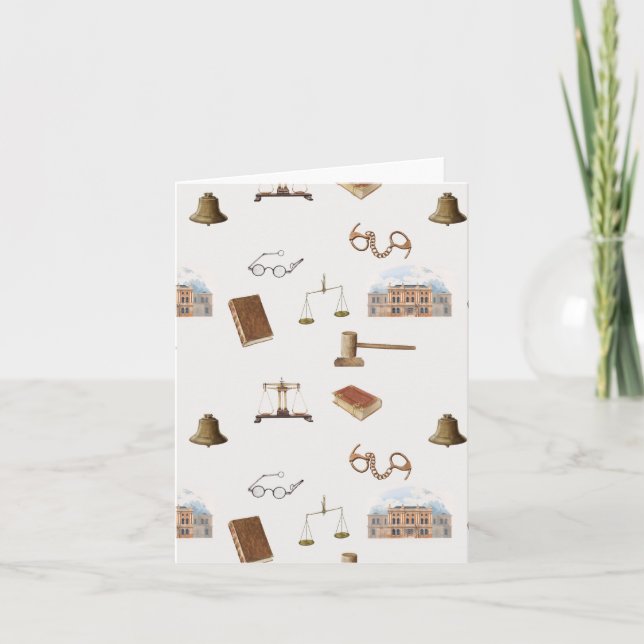 Law Scales Gavel Legal Antique Pattern Card (Front)