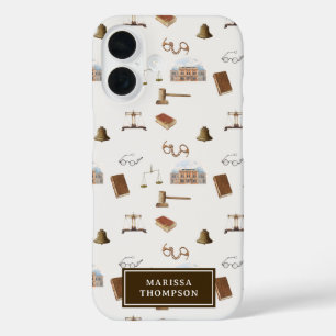 Law Scales Gavel Legal Antique Pattern iPhone 16 Case