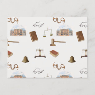 Law Scales Gavel Legal Antique Pattern Holiday Postcard