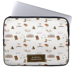 Law Scales Gavel Legal Antique Pattern Laptop Sleeve