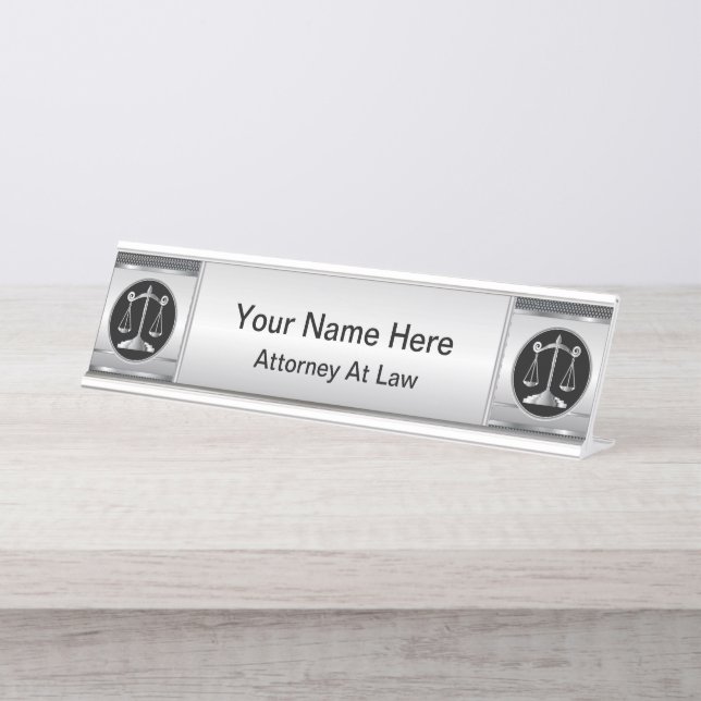 Law | Scales of Justice | Lawyer Desk Name Plate (Front)