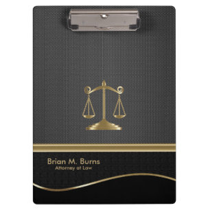 Law Scales of Justice Lawyer - Gold and Black Clipboard