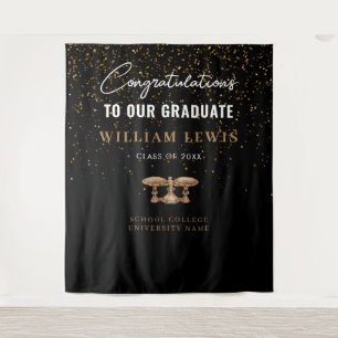 Law School Black Gold Graduation Photo Backdrop Tapestry