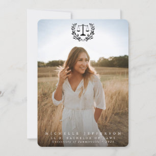 Law School Black Overlay 2 Photo Graduation Announcement