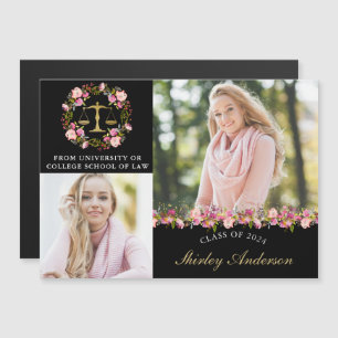 Law School Floral Graduation Announcement Magnet