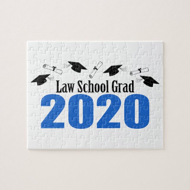 Law School Grad 2020 Caps And Diplomas (Blue) Jigsaw Puzzle (Horizontal)