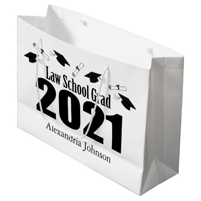 Law School Grad 2021 Graduation Gift Bag (Black) (Front Angled)