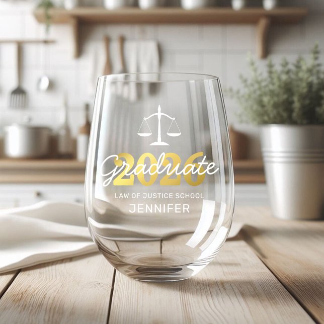Law School Graduate Class of 2025 Stemless Wine Glass (Creator Uploaded)