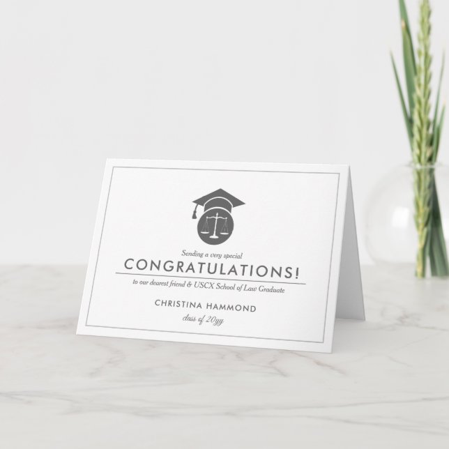 Law School Graduate | Minimal Congrats  Thank You Card (Front)