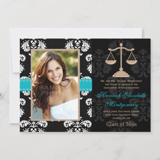 Law School Graduation Announcements Invites Blue (Front)