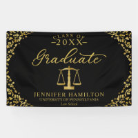 Law School Graduation Banner Black and Gold