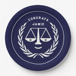 Law School Graduation Blue Paper Plates