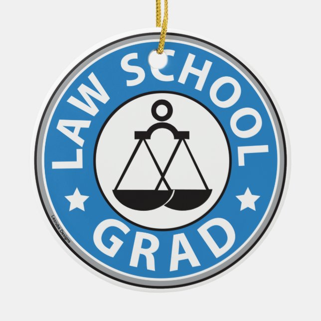 Law School Graduation Ceramic Tree Decoration (Front)