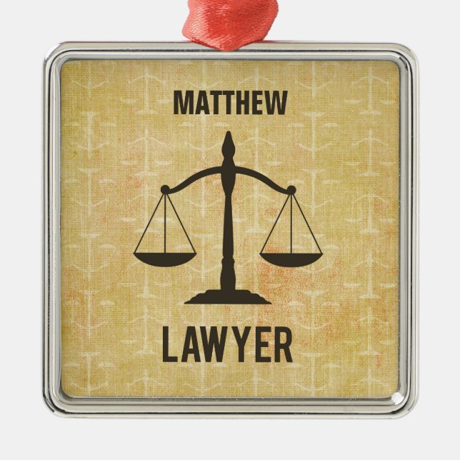 Law School Graduation Congrats Scale of Justice Metal Ornament (Front)