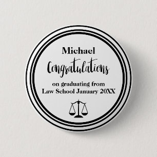 Law School Graduation Congratulations Button Pins
