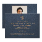 Law school graduation elegant navy gold photo