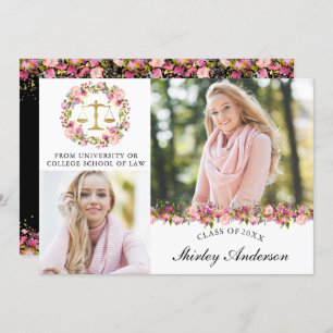 Law School Graduation Floral 2 Photo Announcement