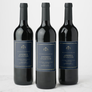 Law School Graduation Gold Photo Party Elegant Wine Label