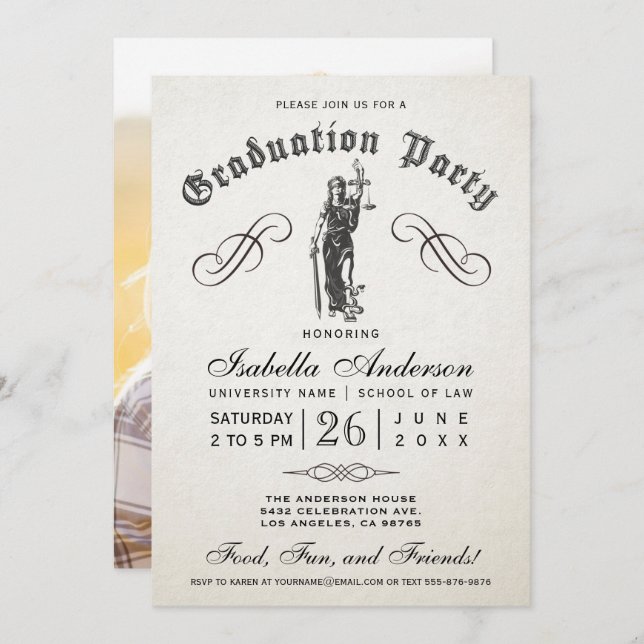 Law School Graduation Invitations (Front/Back)