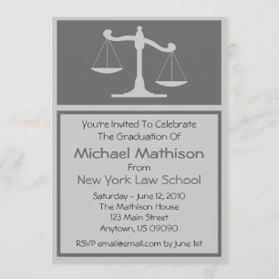 Law School Graduation Invite (Grey Justice Scales)