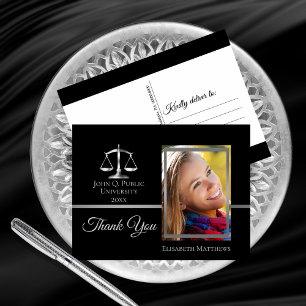 Law School Graduation Name Photo Thank You Postcard