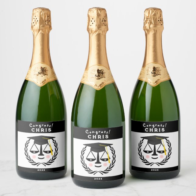 Law School Graduation Party Gift Sparkling Wine Label (Bottles)