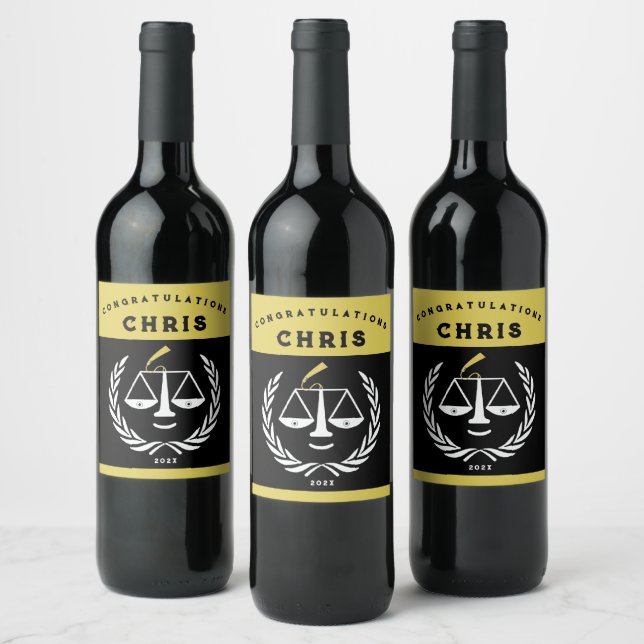 Law School Graduation Party Gift Wine Label (Bottles)
