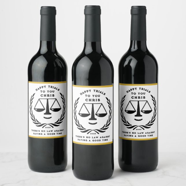 Law School Graduation Party Gift Wine Label (Bottles)