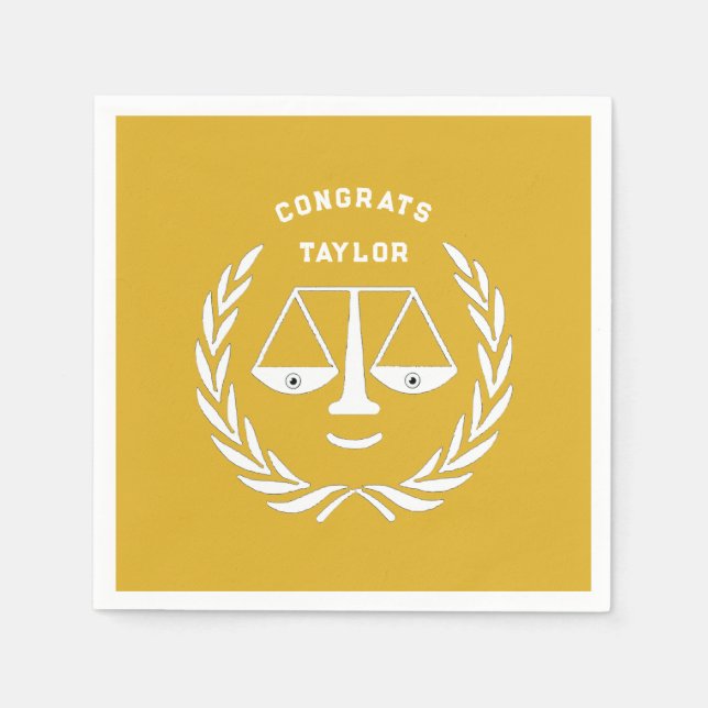 Law School Graduation Party Gold Napkin (Front)