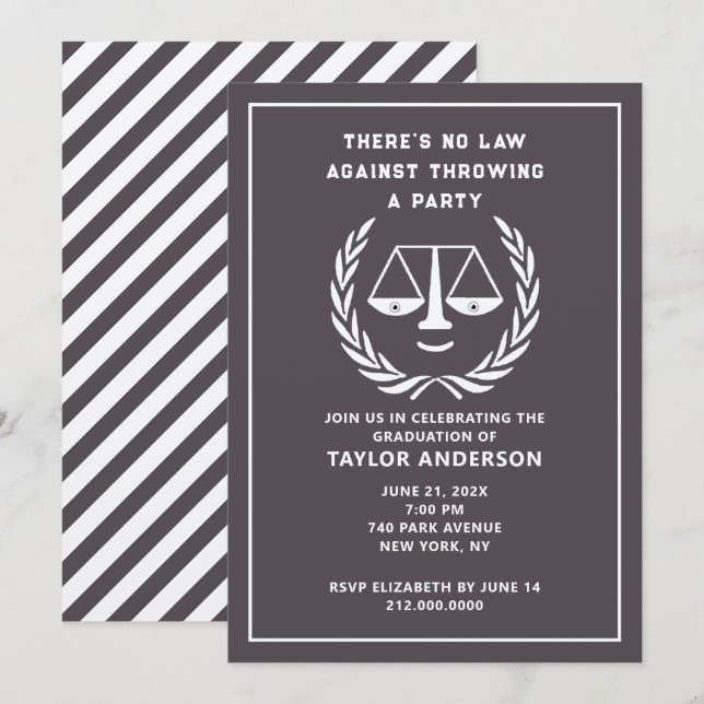 Law School Graduation Party Invitation (Front/Back)