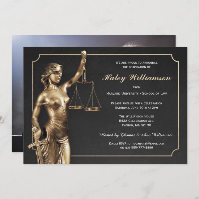 Law School Graduation Party Invitation (Front/Back)