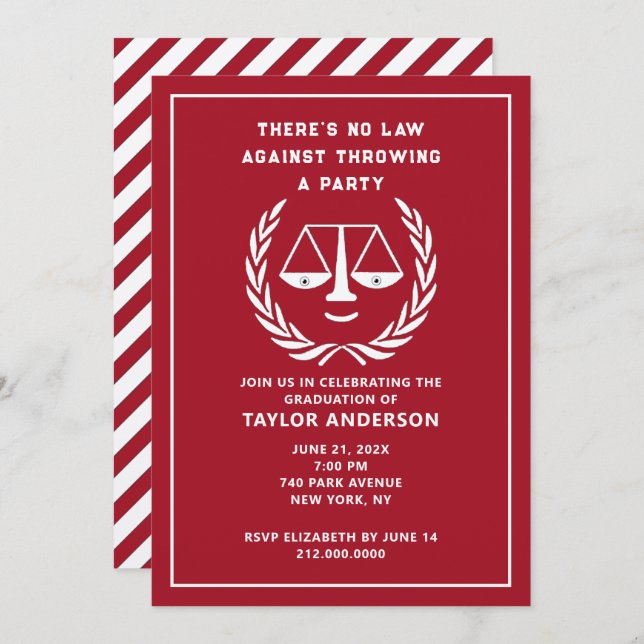 Law School Graduation Party Invitation (Front/Back)