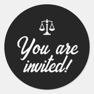 Law School Graduation Party Invitation Classic Round Sticker