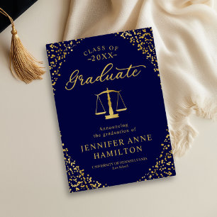 Law School Graduation Photo Announcement Blue Card