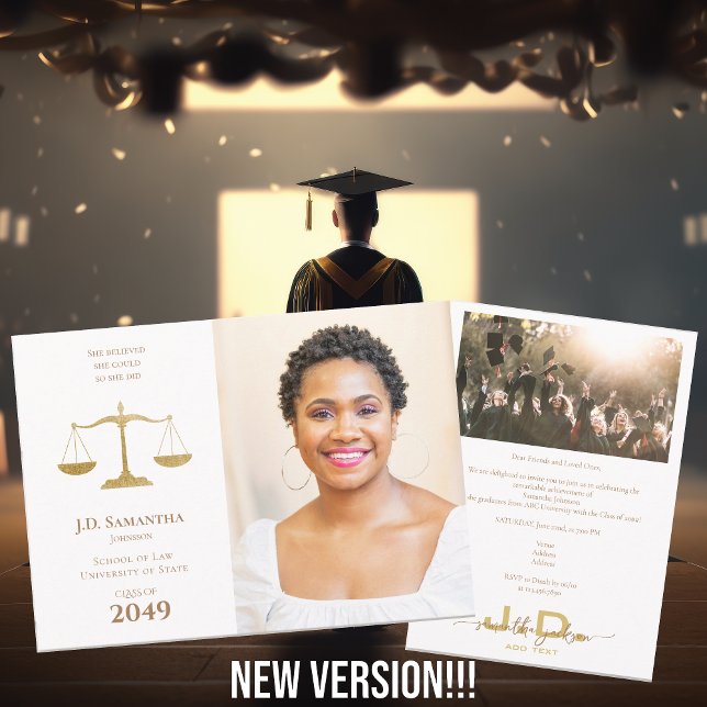 Law School Juris Doctor Photo JD LLD Graduation Invitation (Creator Uploaded)