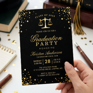 Law School Logo Graduate Graduation Party Invitation