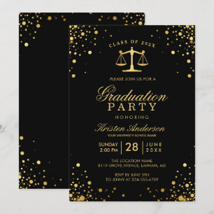 Law School Logo Graduate Graduation Party Invitation