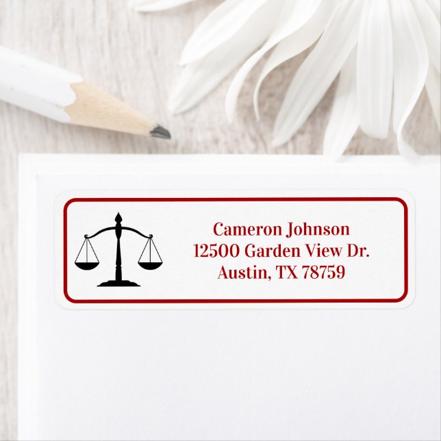 Law School Red Black Lawyer Return Address Label (Insitu)
