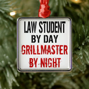 Law Student Loves Grilling Metal Ornament