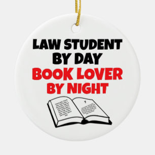 Law Student Loves Reading Ceramic Ornament
