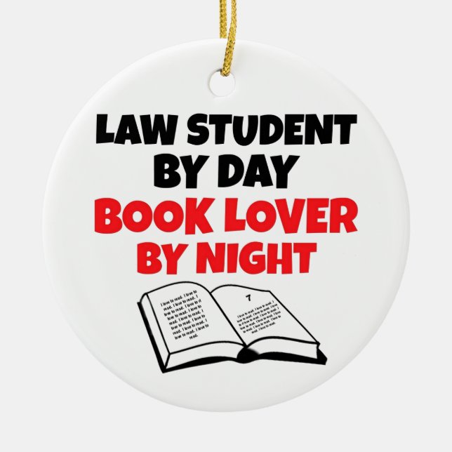 Law Student Loves Reading Ceramic Ornament (Front)