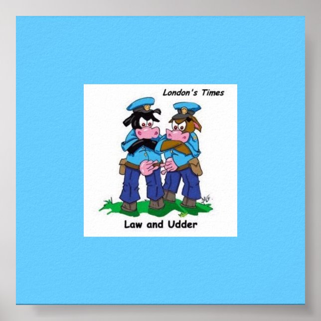 Law & Udder Funny Cow Cartoon Poster (Front)
