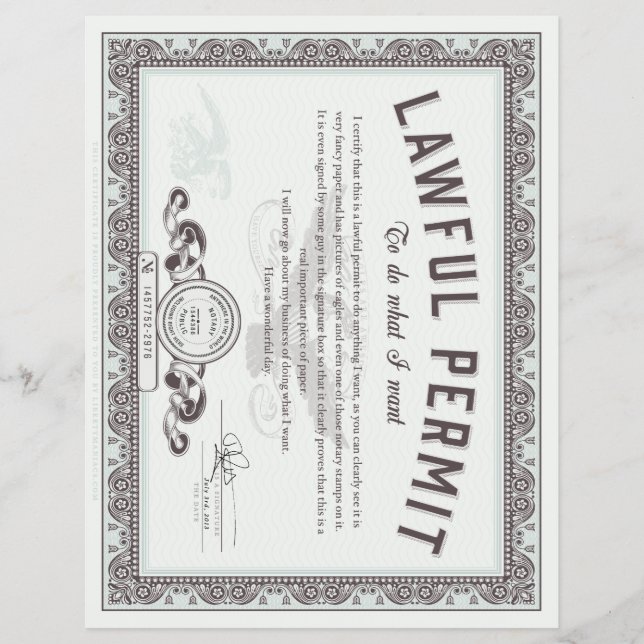 Lawful permit To Do What You Want Flyers (Front)