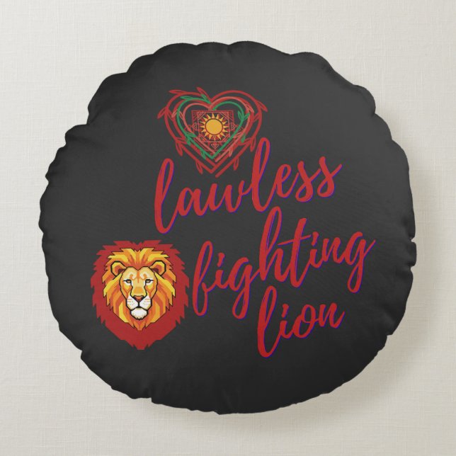 Lawless fighting lion round cushion (Front)