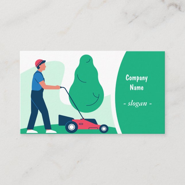 Lawn and Landscaping Business Card Template (Front)